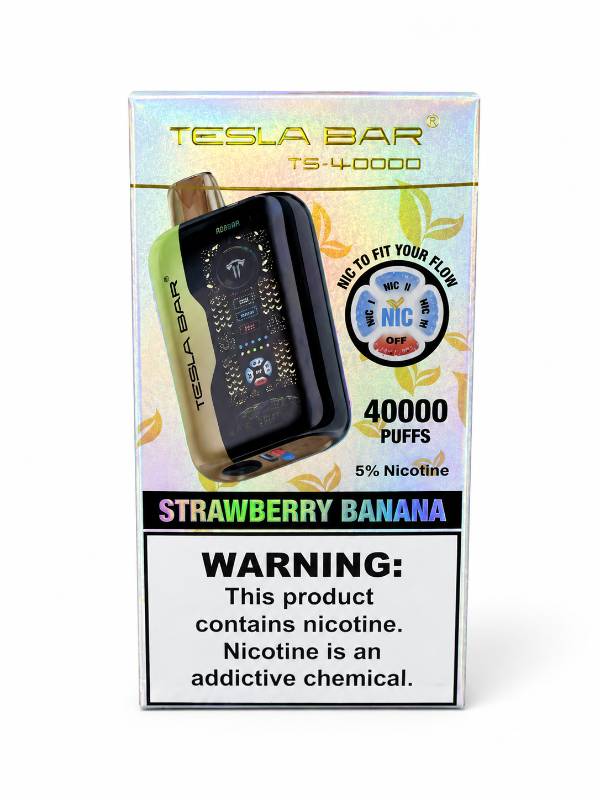 پاد یکبار مصرف تسلا بار TS-40000 با طعم توت‌فرنگی موز