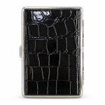 کیف سیگار چرمی مشکی طرح کروکودیل Black Croco Edge Cigarette Case